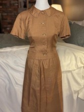 Vintage Pure Silk Two Piece Skirt  Button Up Top Set