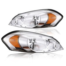 Halogen Headlight 06-13 Chevy Impala Clear Lens Chrome Housing Amber Reflector