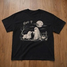 Vintage 90s Boo-P Ghost Dog Moon Graphic Shirt, Halloween Ghost Tee, Men Women