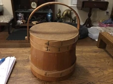 Antique Primitive Wooden Firkin Sugar, Flour Bucket w/Lid Pantry Storage Rustic