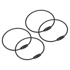 4Pack Cable Key Rings, 6-inch 155mm Wire Keychain Twist Loops, Black
