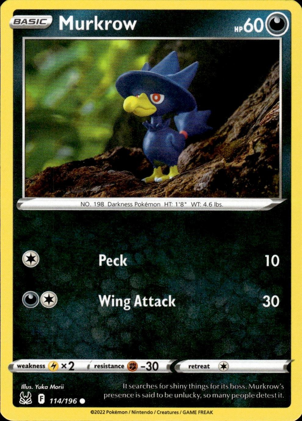 Murkrow 114/196 Lost Origin C NM Yuka Morii Pokemon