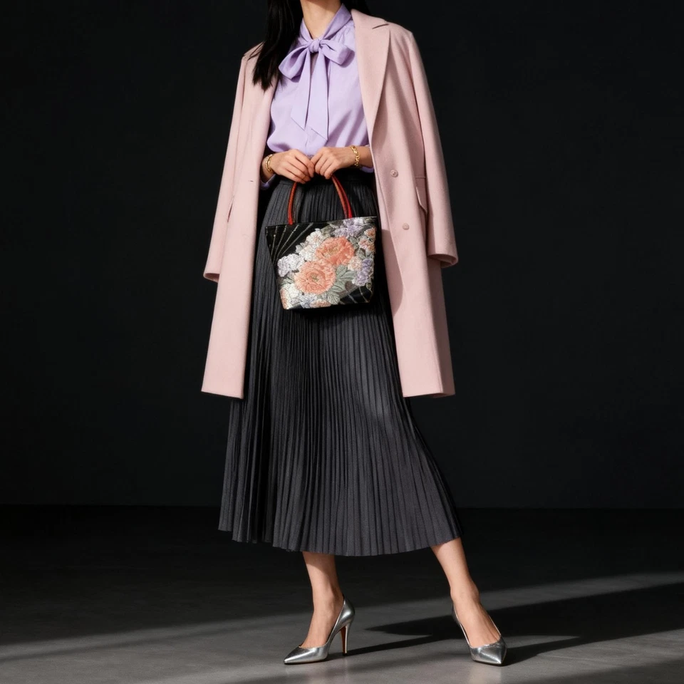 Bolsa Obi Kimono 100% Seda Única – Bolsa Tote Artesanal Japonesa Upcycled - Imagem 2 de 4