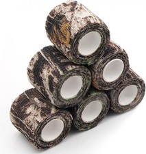 Camo Wrap Tape, 6 Roll Military Camouflage Stretch Form Large, Forest