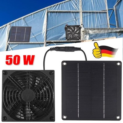 50W Solarlüfter Solar Fan Ventilator Lüfter Solarventilator Gewächshaus Schwarz