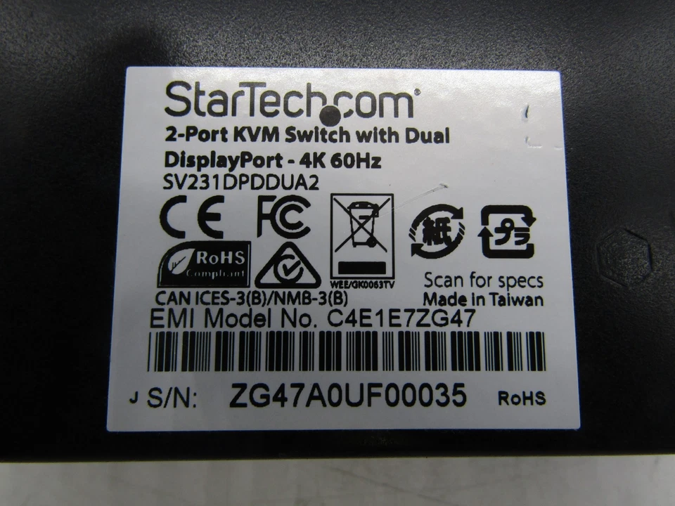 ЛОТ ИЗ 2 StarTech C4E1E7ZG47 2-порт двойной дисплей порт USB КВМ-коммутатор - Изображение 3 из 3