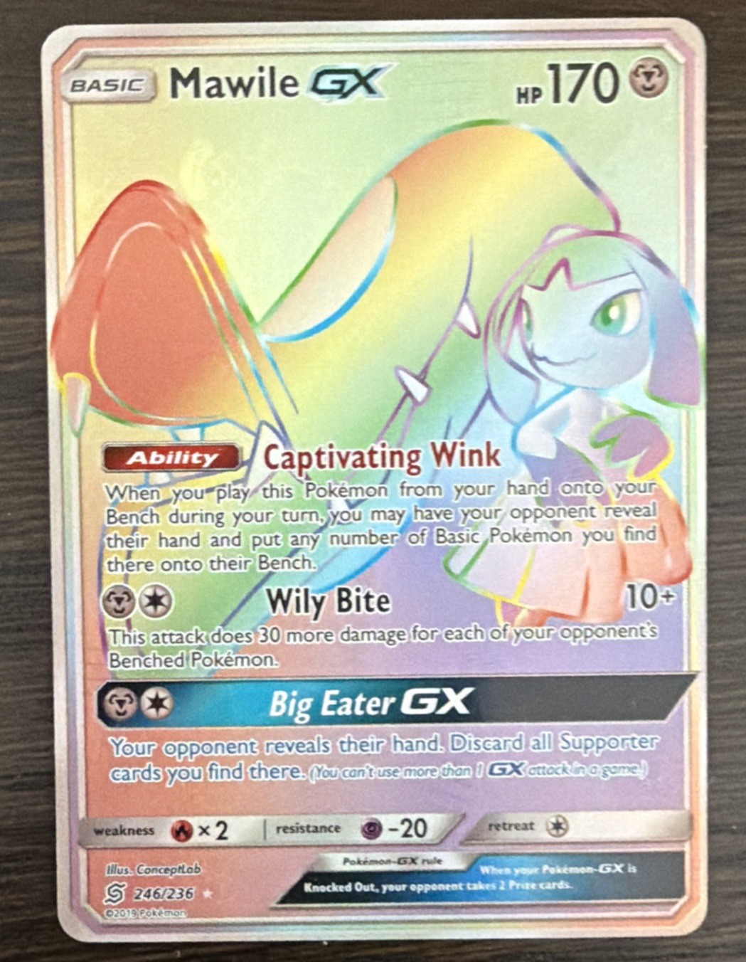 Mawile GX 246/236 Secret Rainbow Rare - 2019 Pokemon Unified Minds NM Near Mint 