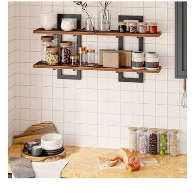 Schweberegale, Wandregale, 2er Set, Wandaufbewahrung 2-stufig,