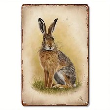Blechschild Hase Kaninchen Feldhase Vintage Metallschild TEL3945