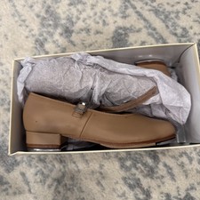 BLOCH Girls Tap Shoes Tap-On in Tan Low Heel Leather Upper S0302G Size 12