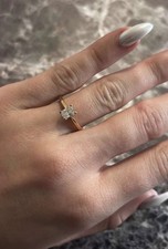 Ring, Engagement Ring, Yellow gold 18CT, Natural Radiant Solitaire, Size L 