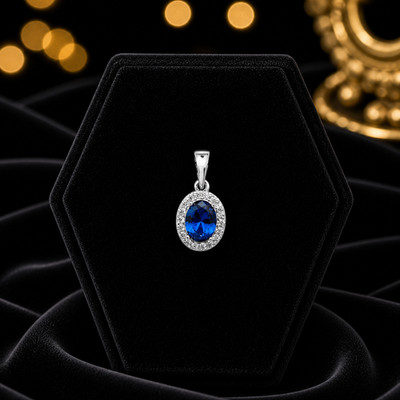 Oval Sterling Silver Sapphire Pendant Hallmarked British Made All Chain Lengths