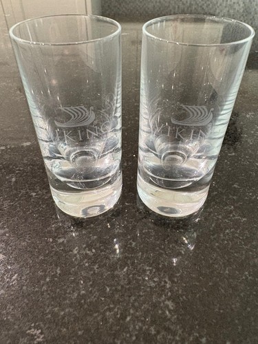 Two Viking Cruise Line Etched Aquavit Crystal Glasses-New, Unused+Extras! - Picture 4 of 7