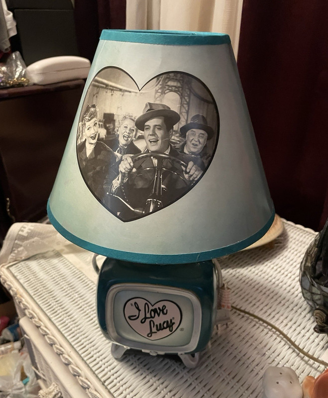 I Love Lucy Blue Table Lamp w/ Photo Shade, Novelty Shaded, Switch Control