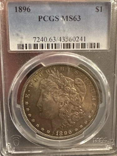 1896 $1 Morgan Silver Dollar PCGS MS63 Some Toning