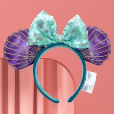 Disney- Parks Little Mermaid Ariel Purple Headband Iridescent Minnie Mouse Ears