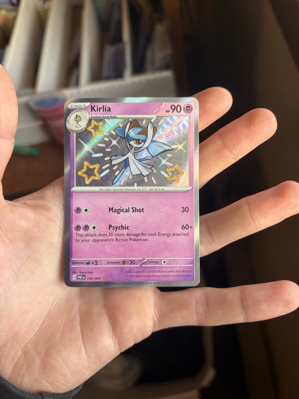 Kirlia - 154/091 Pokemon SV: Paldean Fates Holo Shiny Rare NM