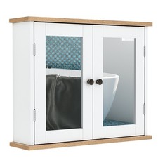 kleankin Bathroom Mirror Cabinet Wall Mounted Storage Cupboard W/ Double Door