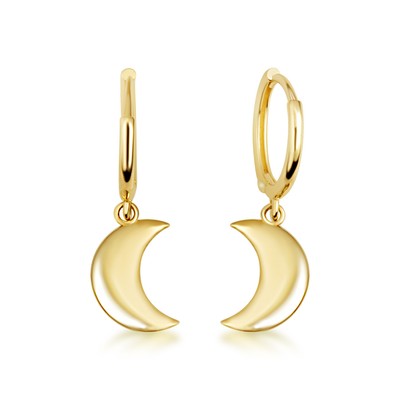 Gelbgold Halbmond Mond Tropfen Huggie Creolen