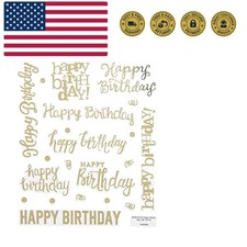 Gold Foil Script Happy Birthday Stickers