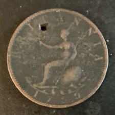 Great Britain 1799 Penny George III Cartwheel Early Milled Coin Holed BN