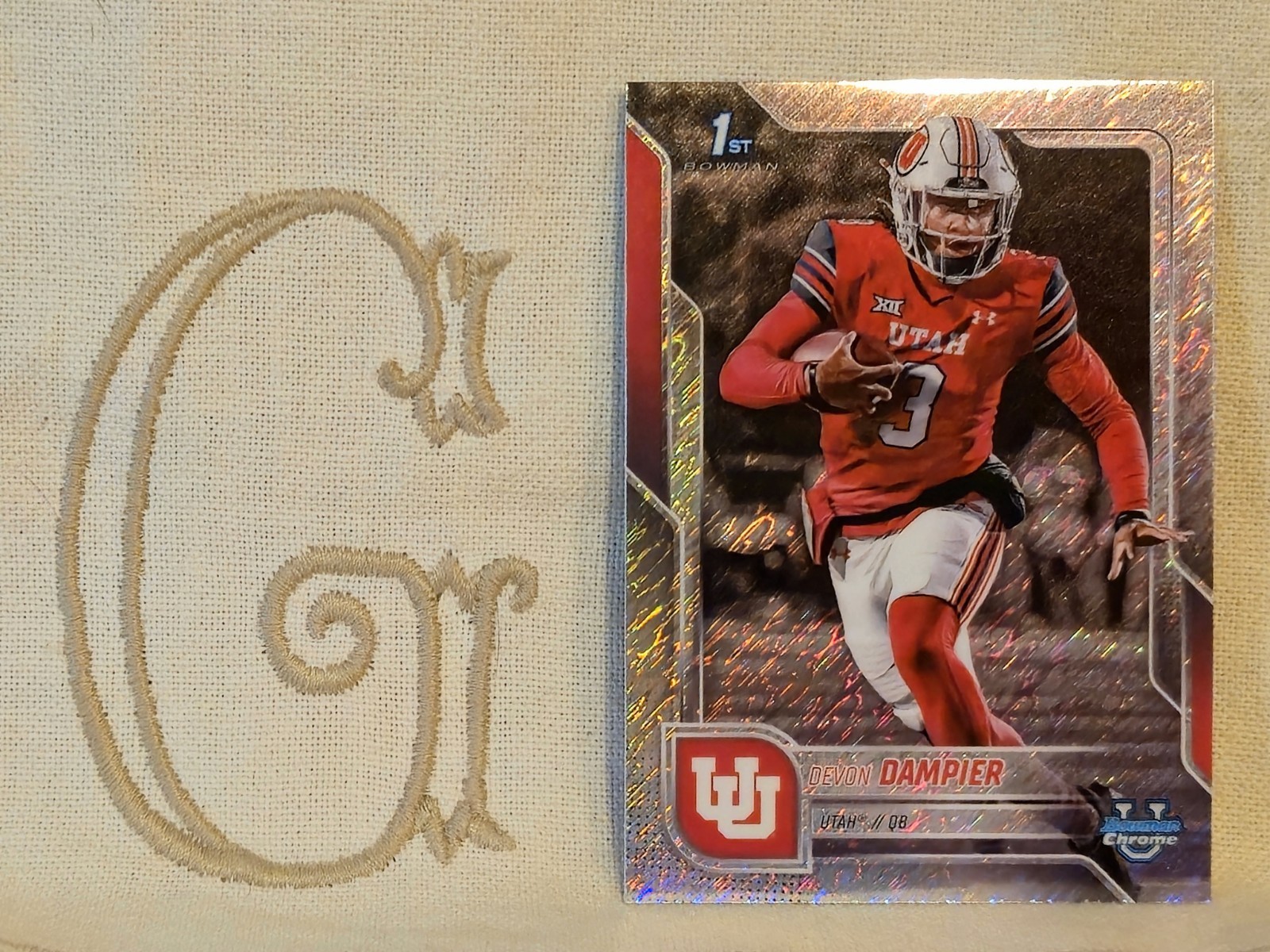 Devon Dampier, Utah, 2025 1st Bowman U University Chrome Shimmer Refractor #3🇬