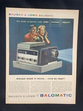Magazine Ad - 1958 - Bausch Lomb - BALOMATIC Slide Projector