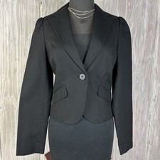 Old Navy Womens Cropped Blazer S Black Single Button Cotton Stretch Party Casual