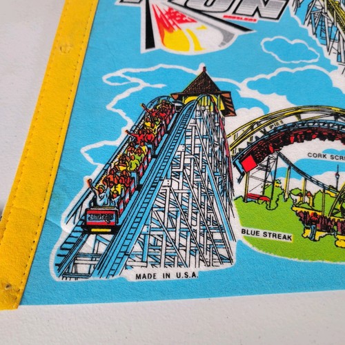 Vintage 1980s Cedar Point Souvenir Pennant DEMON DROP THUNDER CANYON GEMINI Ohio - Picture 5 of 13