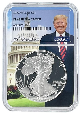 #ad 2022 W 1oz Silver Eagle Proof NGC PF69 Ultra Cameo Trump Core $116.00