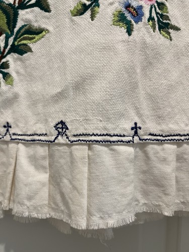 Anthropologie snak floral embroidery skirt size 12 Fiesta Boho linen cotton - Picture 2 of 12