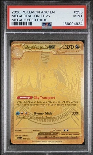 2026 POKEMON ASC EN-ASCENDED HEROES MEGA HYPER RARE #295 MEGA DRAGONITE EX PSA 9