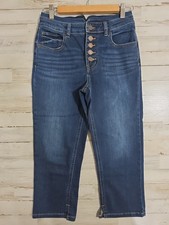 Womens Jeans Maurices High Rise Medium Wash Cropped Button Fly Jeans Sz 4