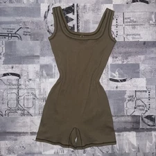 SKIMS Women’s Small Olive Outdoor Basics Mid-Thigh Bodysuit Romper One Piece