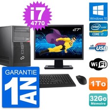 PC Tour Fujitsu P520 Ecran 27" Intel i7-4770 RAM 32Go Disque 1To Windows 10 Wifi