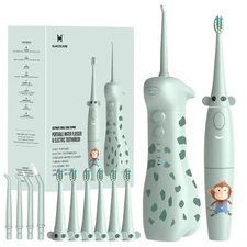 2-1 Kids Oral Clean Kit- Water Dental flosser & Electric Toothbrush Combo for...