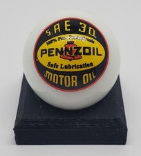 Pennzoil Motor Oil 1" Glass Logo Marble w/ Colored Stand
