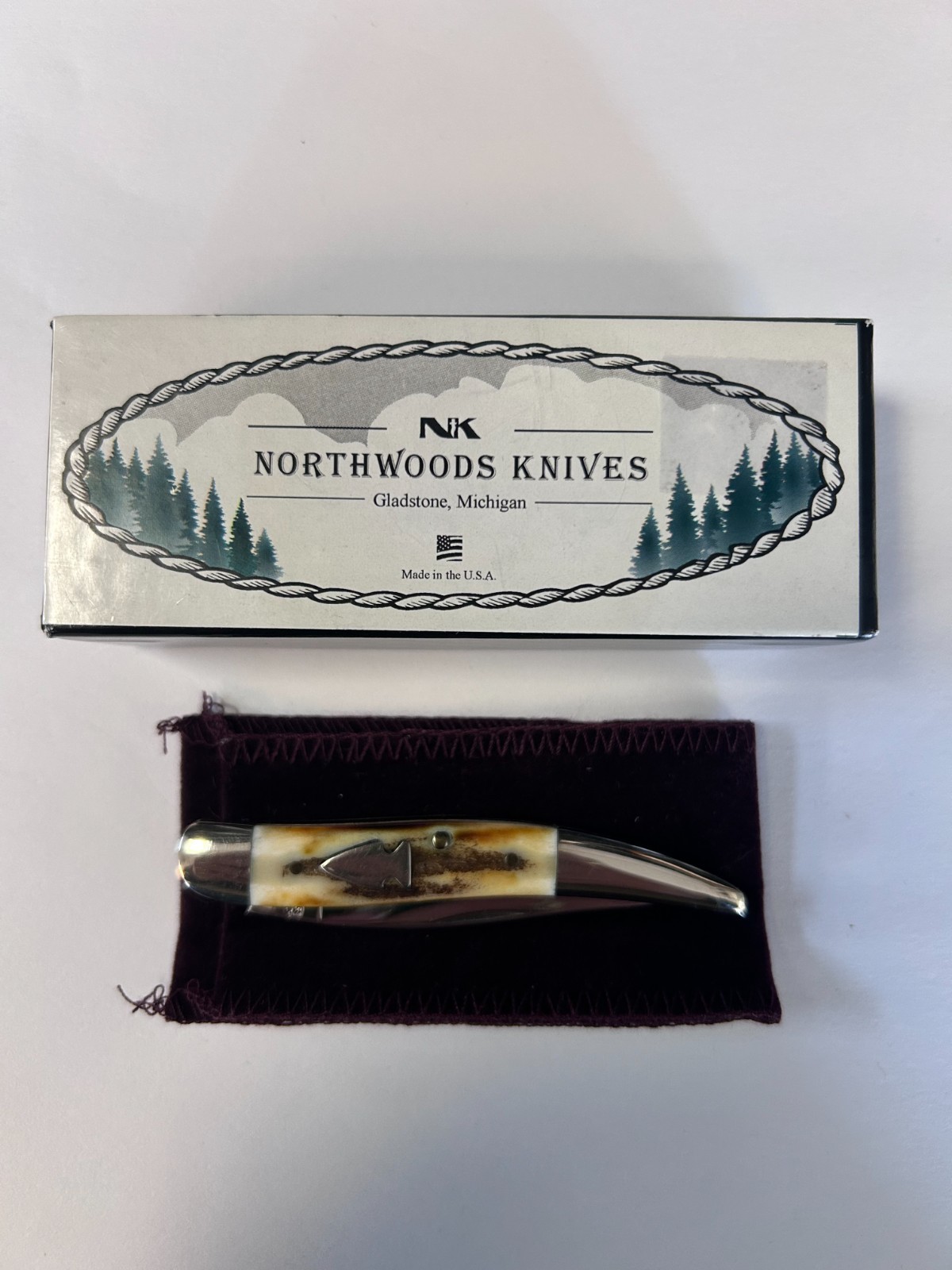 Northwoods SM Toothpick Stag Folding Pocket Knife