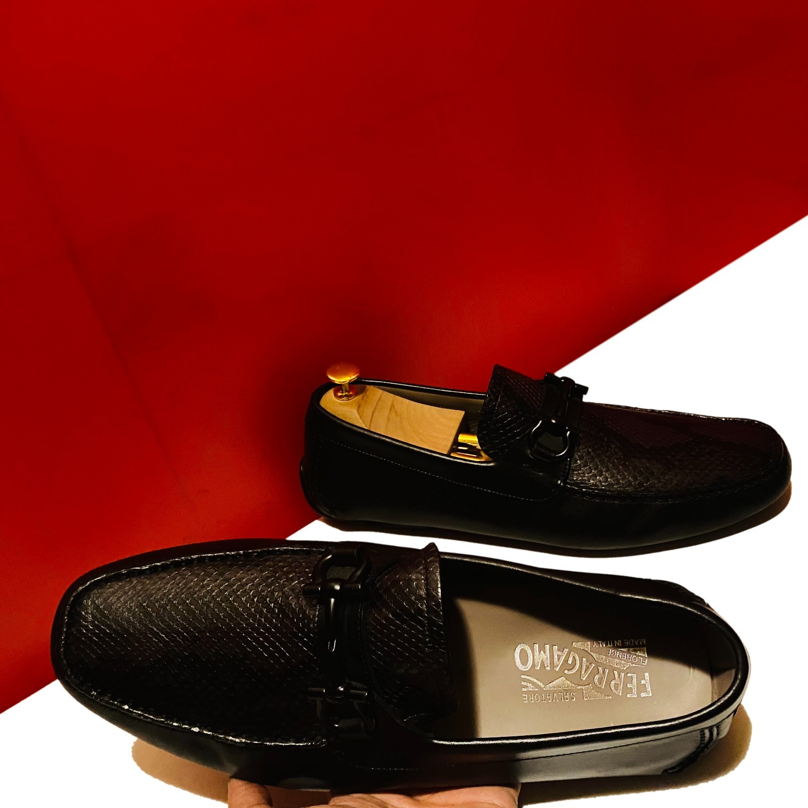 $1589.00 !! FERRAGAMO MEN RUSTY BLACK PYTHON LEAT… - image 9