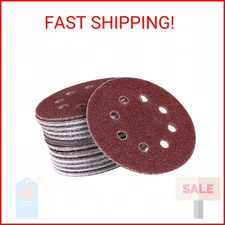 UEETEK Hook and Loop Sanding Discs 8 Hole 5 Inch Sandpaper Round Shape（A Pack of
