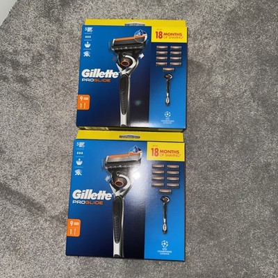 2 x ORIGINAL GILLETTE PROGLIDE NINE 9 RASIERER ERSATZPATRONEN & EIN GRIFF