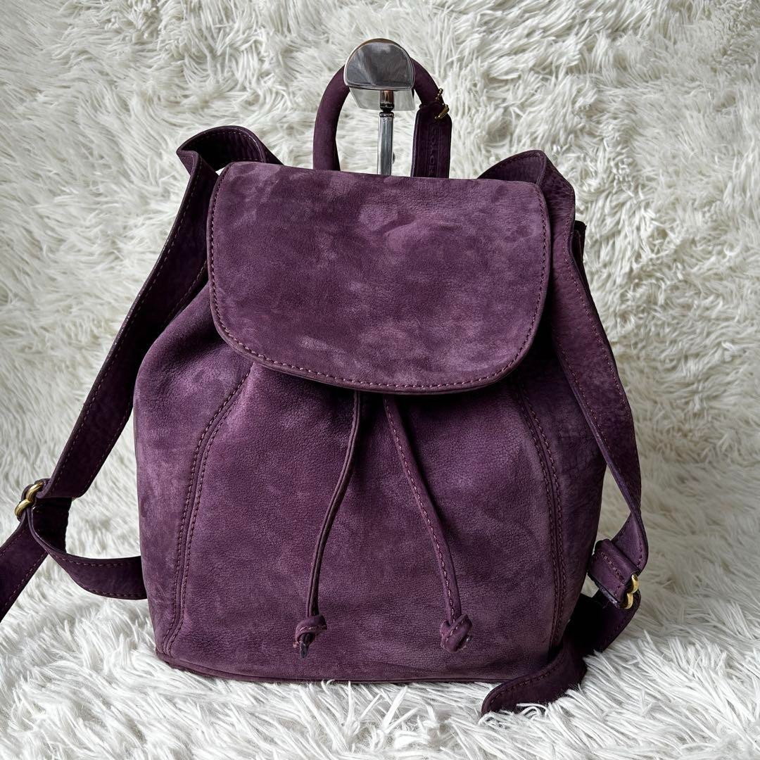 COACH Drawstring Adjustable Backpack Purple Nubuc… - image 20