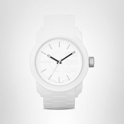 Diesel Double Down Silicone Three-Hand Analog Men's Watch,Big Face Watch for Men