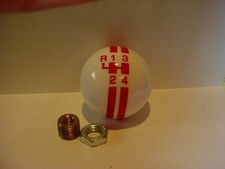Rally 4 Speed Shift Knob Reverse Up Left White W Red Made In The U.s.a.