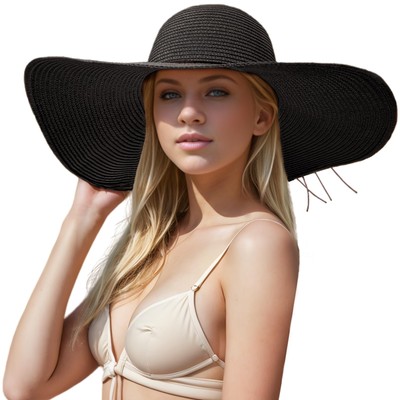 Floppy Big Beach Straw Hats for Women Foldable Summer Wide Brim Packable Over...