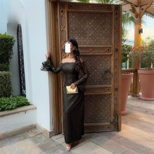 Shoulderless Mermaid Ball Gown Lace Party Dress Long Sleeved Tulle Evening Dress