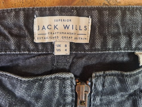 Jack Wills Size 8 Black Denim Mini Skirt With Pockets And Zip Detail - Picture 4 of 6