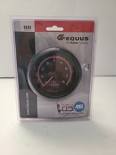 Equus E6088 Gauge Tachometer 3-3/8" 8k RPM Blk Dial Blk Case 6000 Series