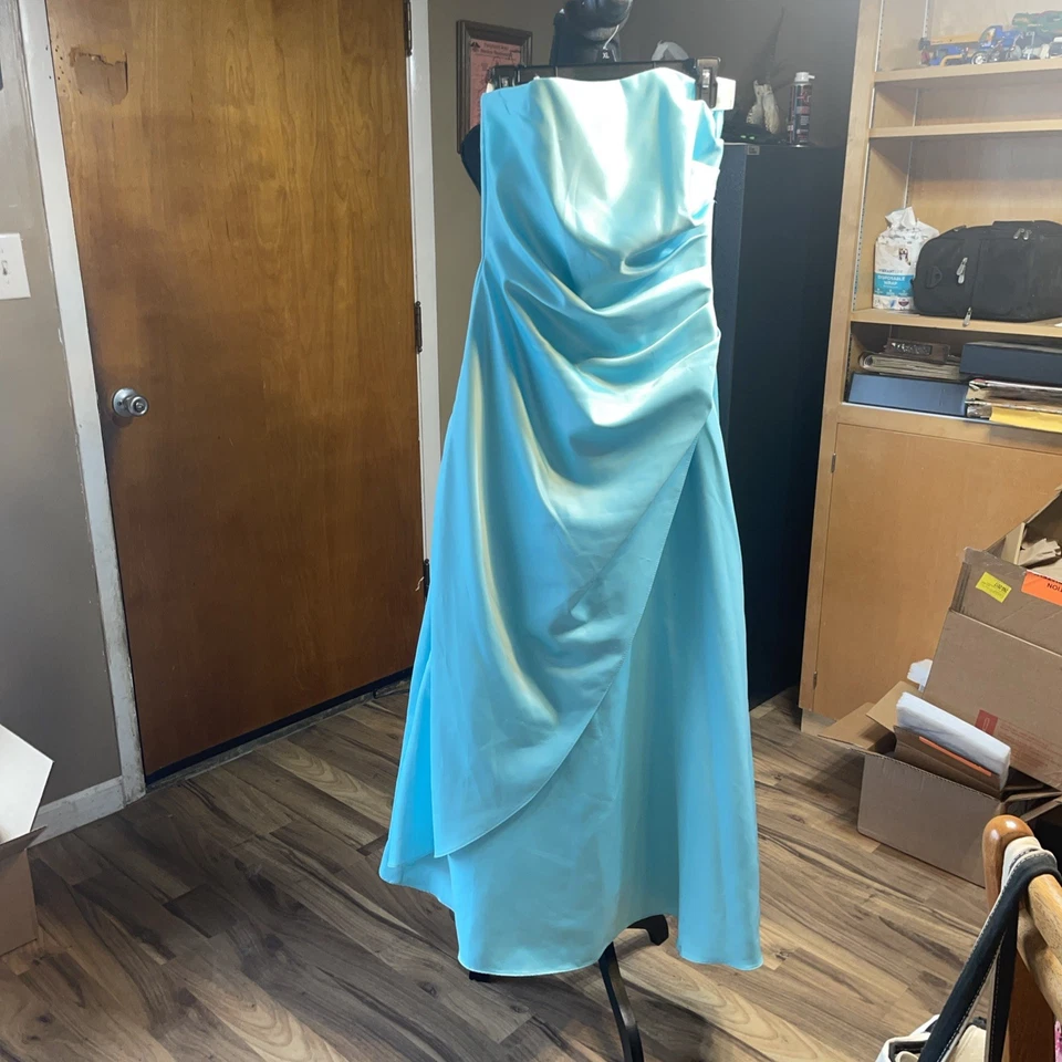 Vintage DEB Prom Pageant Special Occasion Strapless Teal Blue - Image 4 of 4