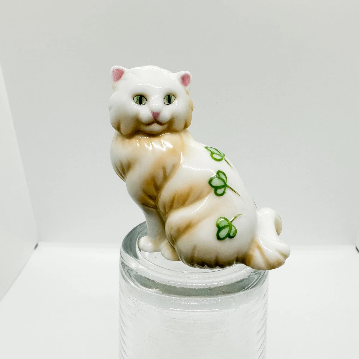 Vtg Franklin Mint Curio Cat Cats Belleek Porcelain Persian Irish